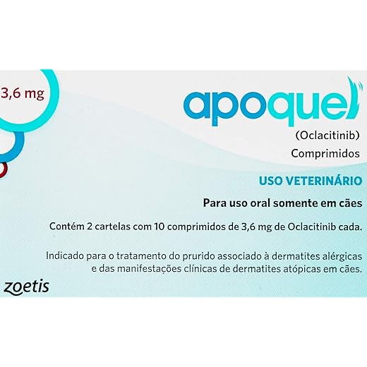Apoquel 3,6mg para cães - Tratamento de dermatite atópica e alergias de pele