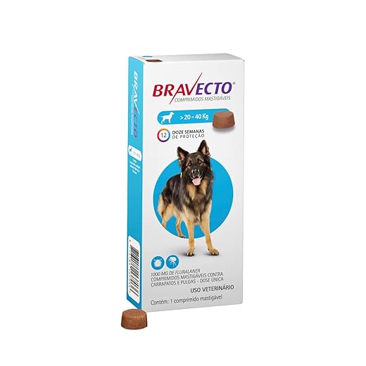 Bravecto 1000mg para cães - Comprimido mastigável contra pulgas e carrapatos