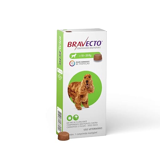 Bravecto 500mg comprimido mastigável antipulgas e carrapatos para cães