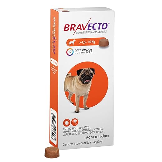Bravecto 250mg para cães - Comprimido mastigável contra pulgas e carrapatos