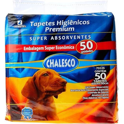 Tapete higiênico Chalesco Premium 90x60cm pacote com 50 unidades para cães