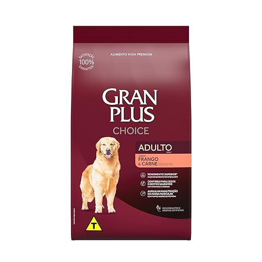 GranPlus 15kg ração premium para cães adultos - frango e carne com nutrientes balanceados para saúde, energia e vitalidade