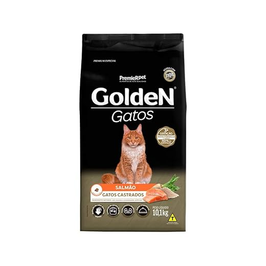 Ração Golden Premium Gatos Adultos Castrados Salmão 10,1kg