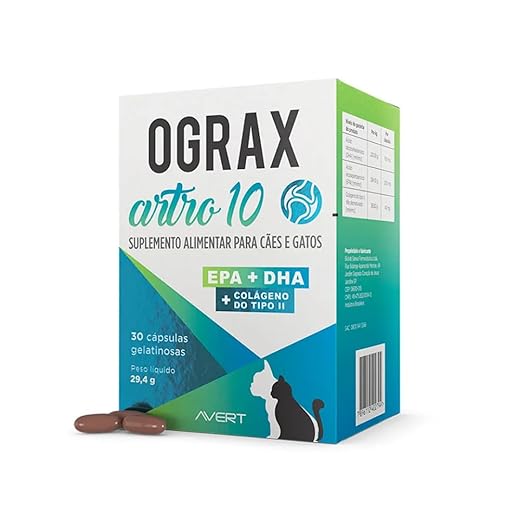 Ograx Artro suplemento para cães e gatos - embalagem com 40 cápsulas para articulações e mobilidade