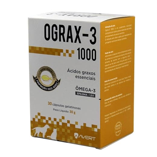 Suplemento Ograx-3 Ômega 3 para cães e gatos 1000mg 1000 cápsulas