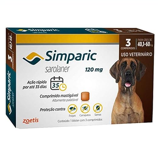 Simparic 120mg para cães - Comprimido mastigável antipulgas e carrapatos