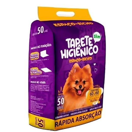 Tapete higiênico descartável para cães, tamanho 60x60 cm, embalagem com 30 unidades da marca Bimoti Pet.